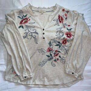 Floral Embroidered Women's Top